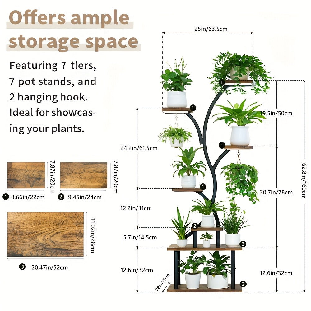 Indoor Plant Stand With Grow Lights Eight Tier Metal Display