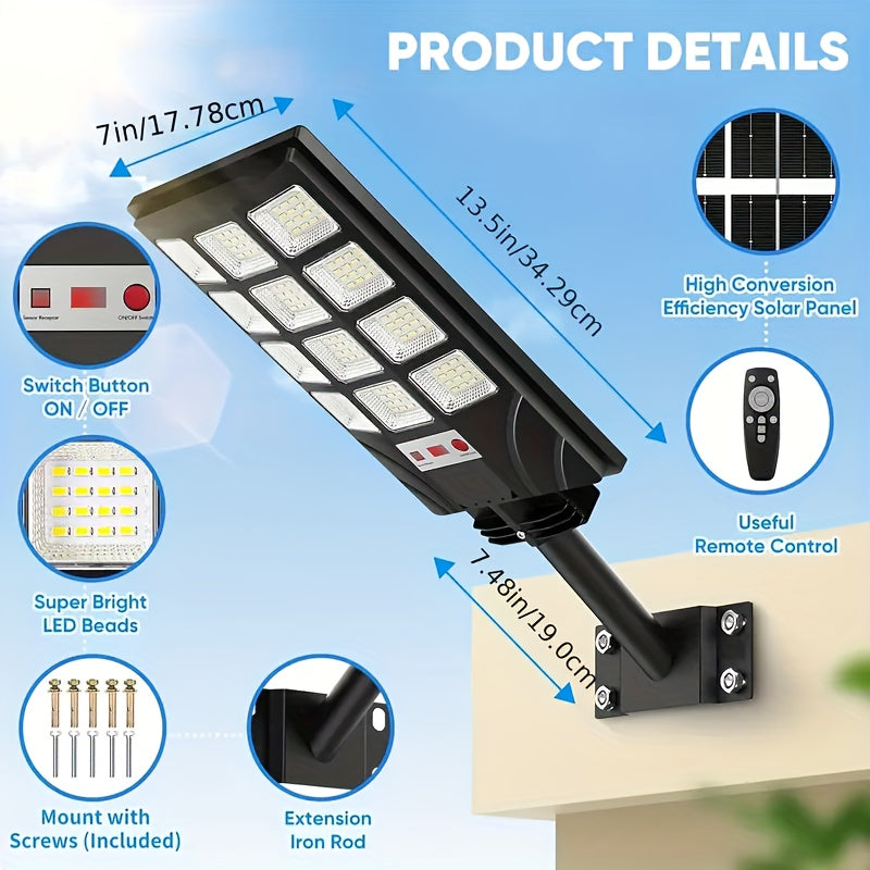 CVCPBU Solar Street Lights 400 LED Waterproof Remote Control