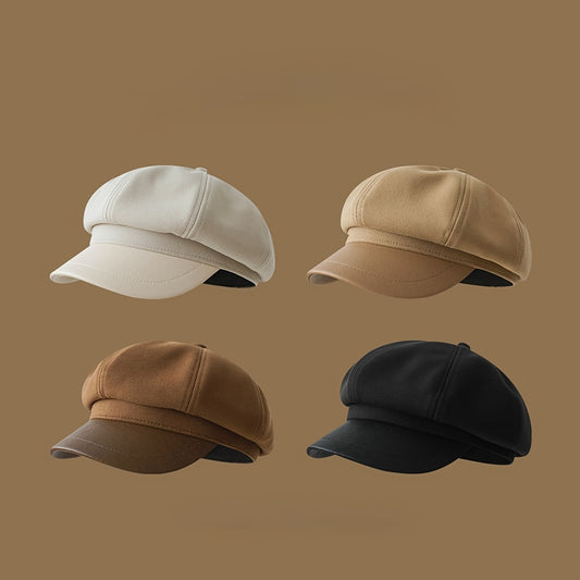Four-pack Women'S British Retro Stitching Spring And Summer Newsboy Cap Beret Holiday Gift (21.65-23.23inch Adjustable Hat Circumference)