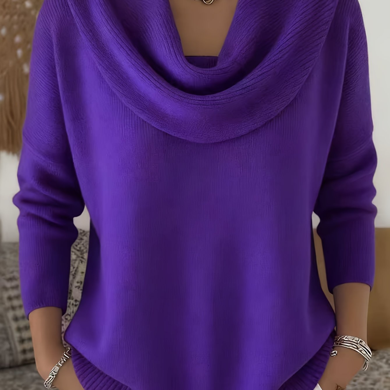 Women'S Cozy Lapel - Plain Long Sleeve Sweater, Coated Collar Style, Relaxed Casual Top for Fall And Winter, Washable And Easy to Store, Ideal for Everyday Or Weekend Outfits