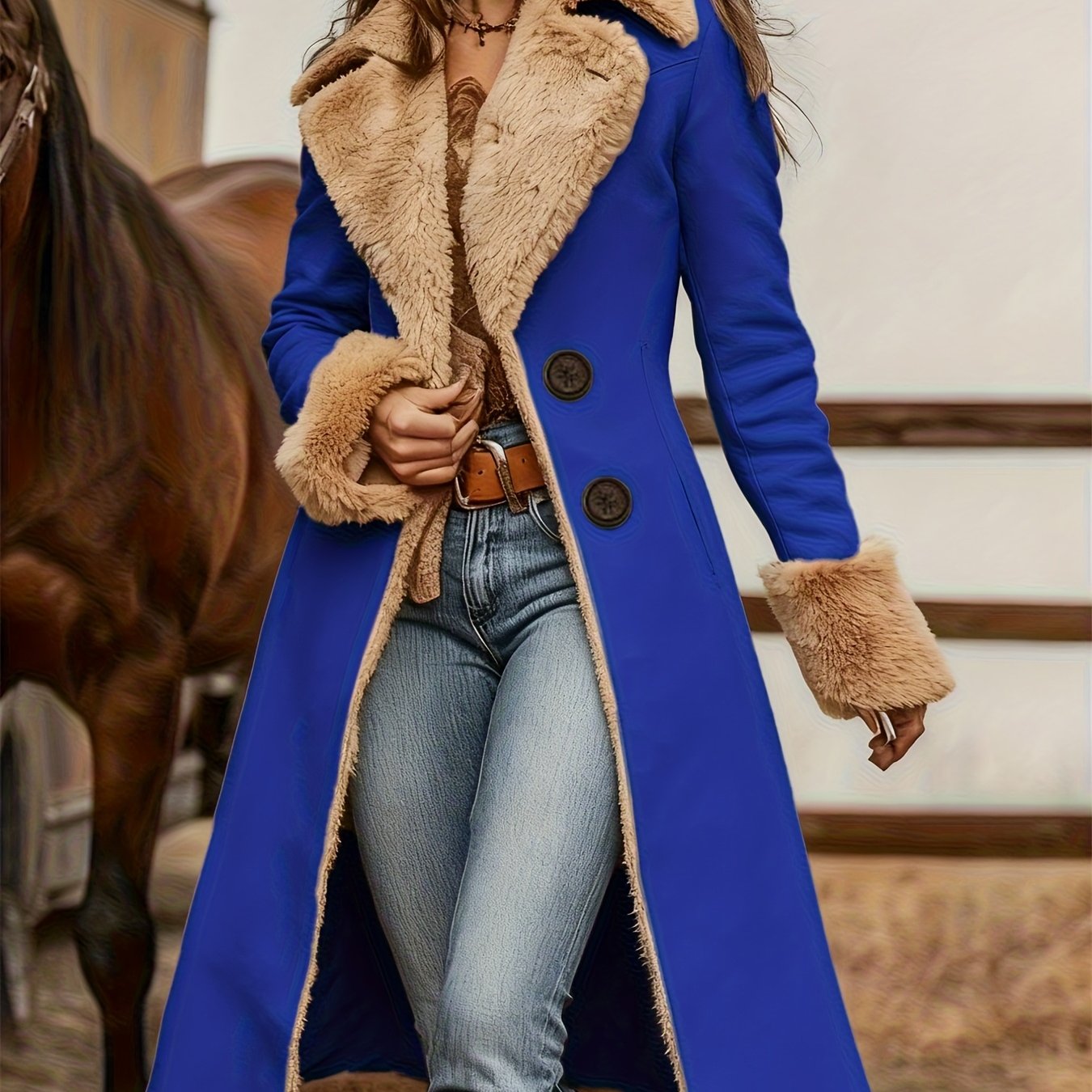 SCACTO Western Retro Style Womens Printed Coat For Fall Winter