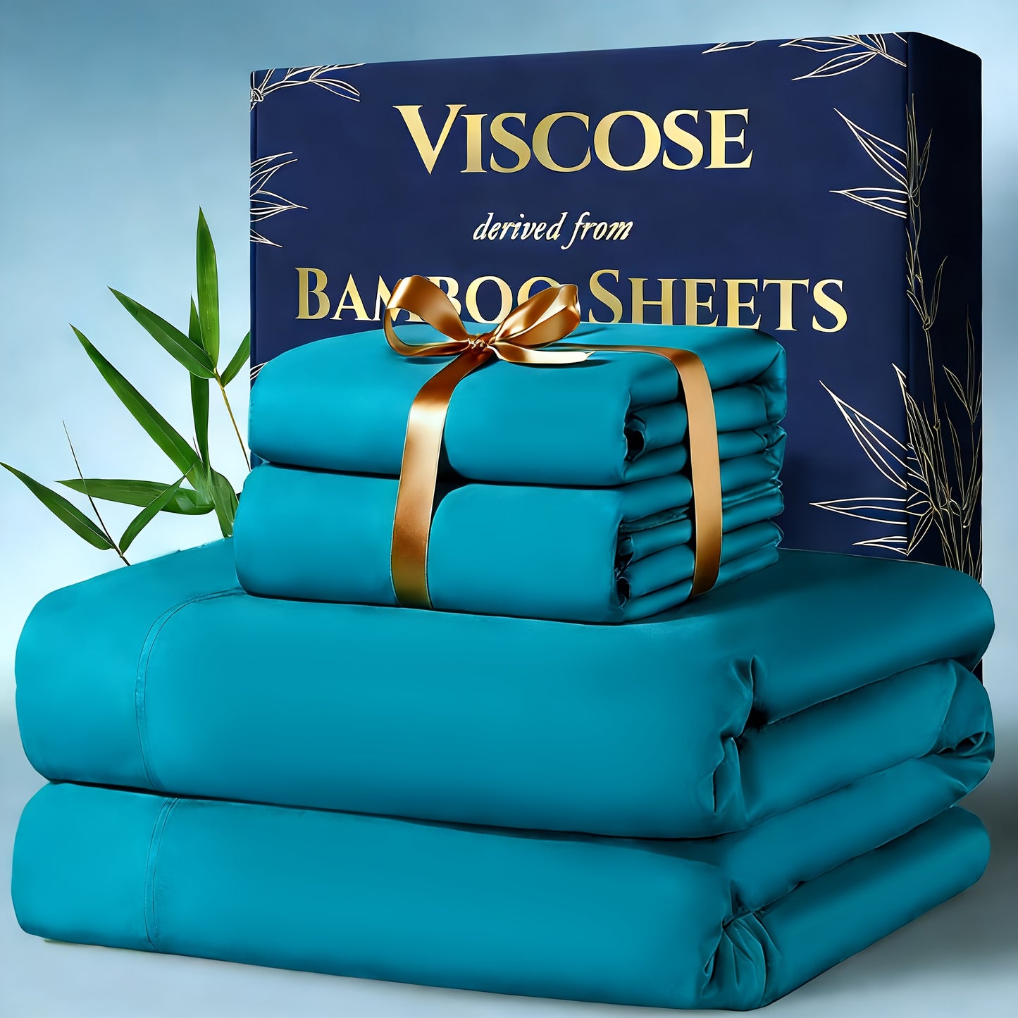 4pcs Bamboo Cooling Bedding - Extra Deep Pocket Breathable And Cooling - Suitable for Hot Sleepers And Sweats, Children Pillowcases, Flat Sheet And Fitted Sheet - A Perfect Gift for Family, Queen And King Sizes, Next Day Deli