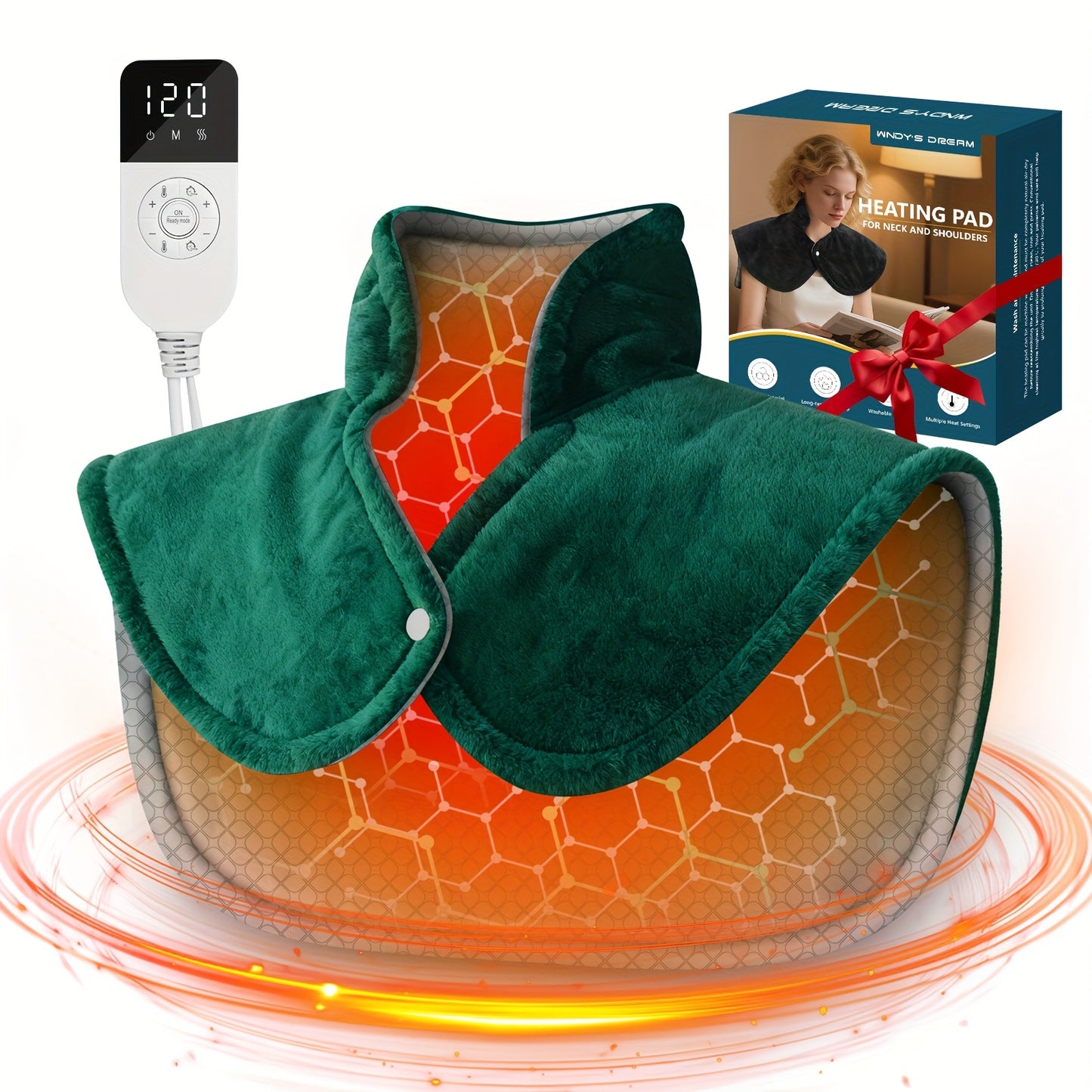 Graphene Heating Pad for Neck Shoulders Back, 3lb Weighted Electric Pad, Deep Heat with Precise Heating & Soft Flannel, 6 Heat Settings, 4 Timer Options, Auto Shut-Off, Machine Washable, 28"x33", Gifts for Women Men Mom Dad,