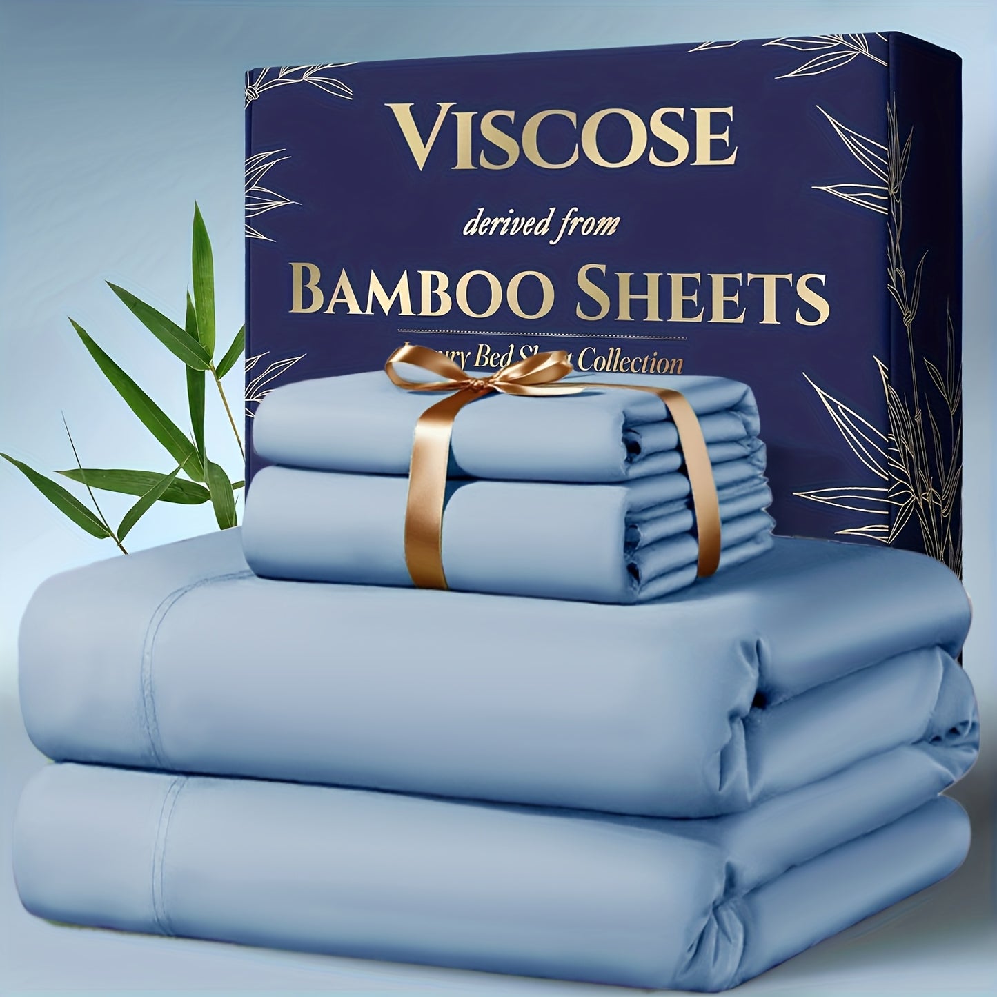 4pcs Bamboo Cooling Bedding - Extra Deep Pocket Breathable And Cooling - Suitable for Hot Sleepers And Sweats, Children Pillowcases, Flat Sheet And Fitted Sheet - A Perfect Gift for Family, Queen And King Sizes, Next Day Deli
