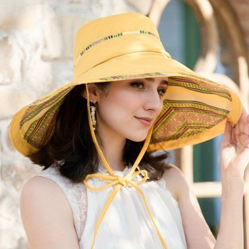 1pc Oversized Brim Sun Hat: Reversible Design with Full Shade Coverage
