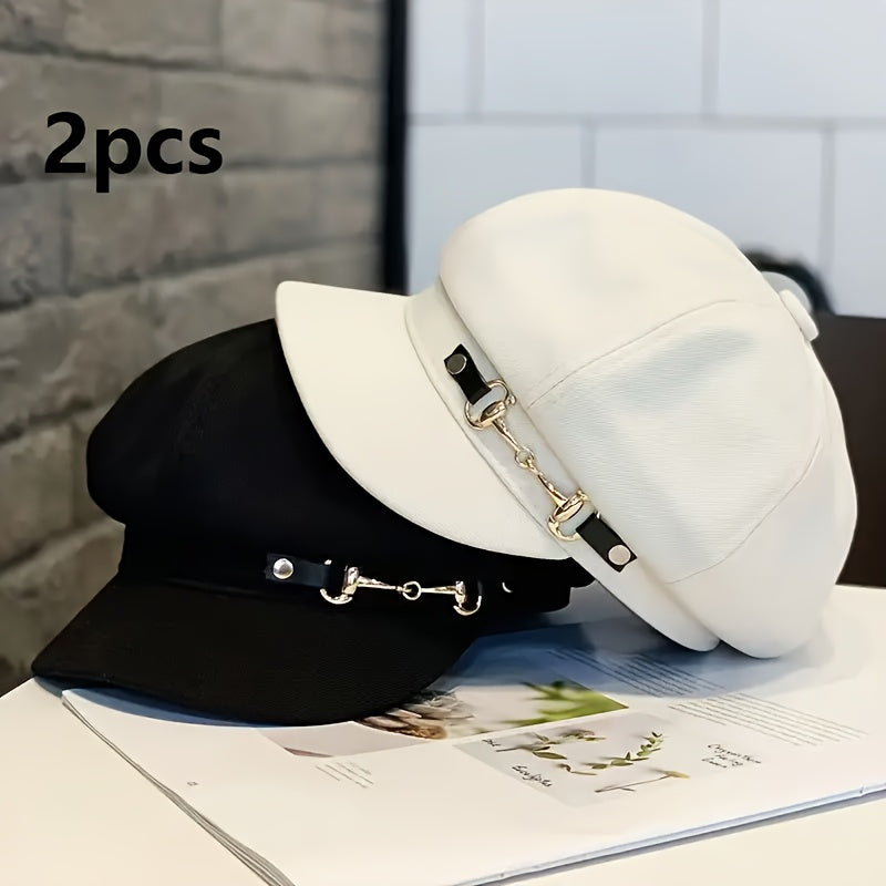 2pcs Adjustable Vintage Beret Hat - with Exquisite Craftsmanship, Fashionable Embossed Beret Style, Classic Embossed Design, Hand Washable, Suitable for Parties,, Birthday, Chrimstas, Mother'day, Thanksgiven Day, Adjustable V