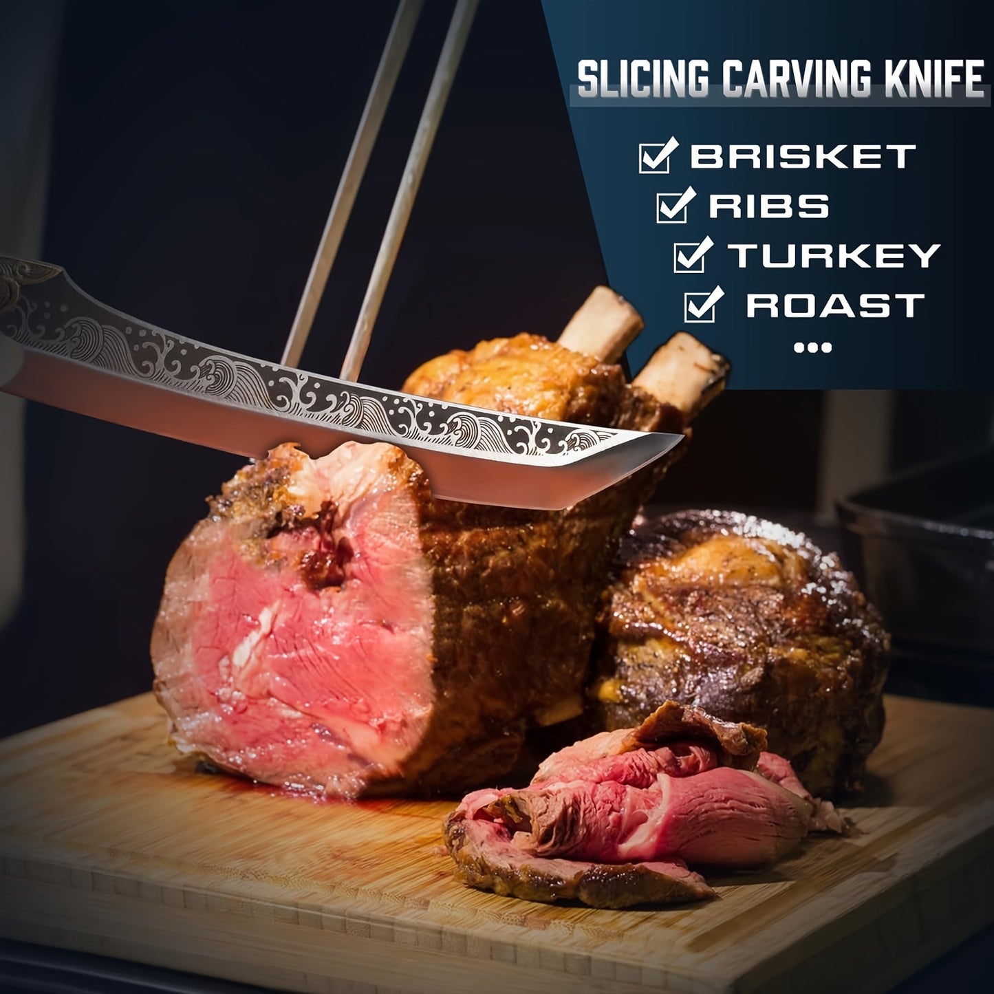 Hand Forged Brisket Knife Carbon Steel Carving Knife Full Tang