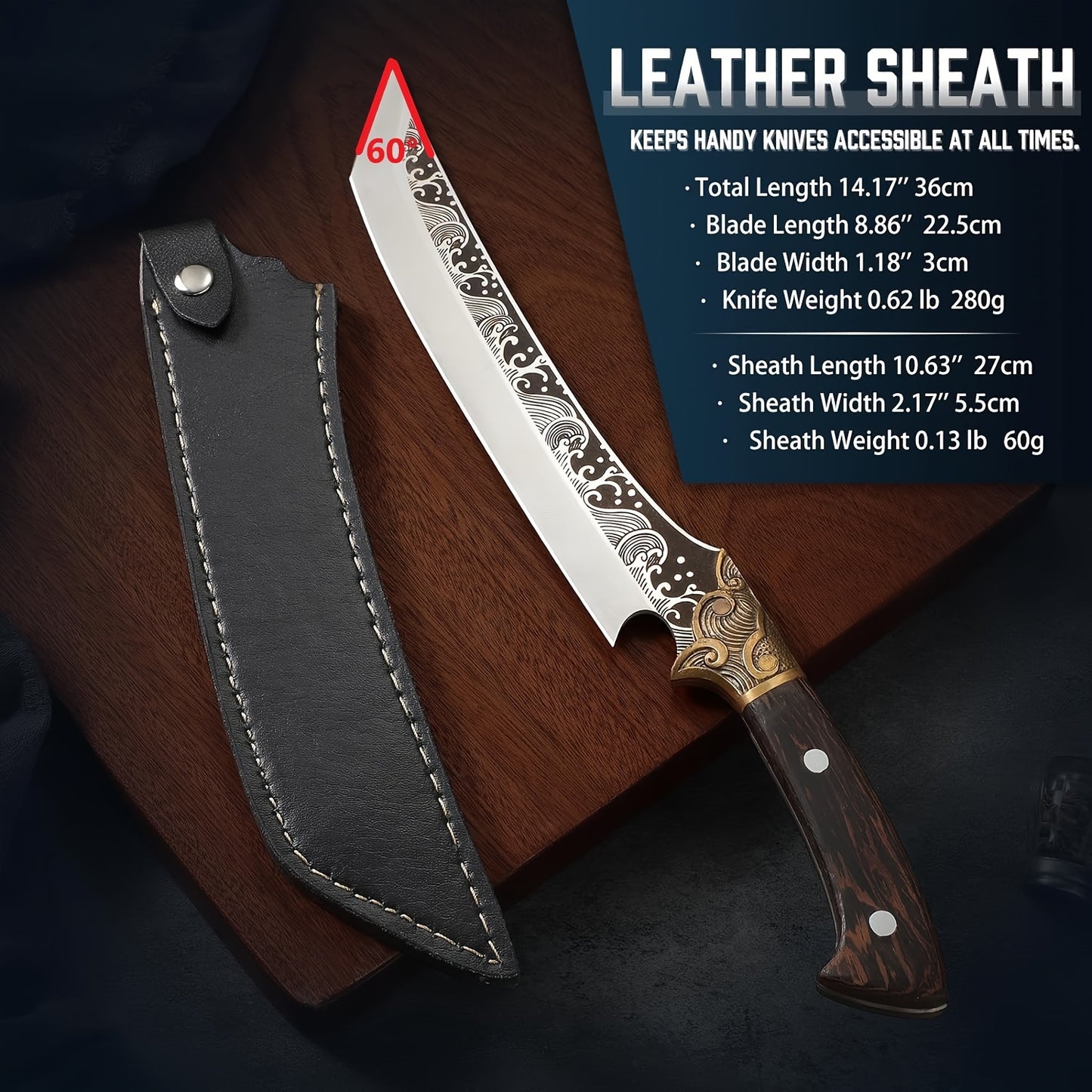 Hand Forged Brisket Knife Carbon Steel Carving Knife Full Tang