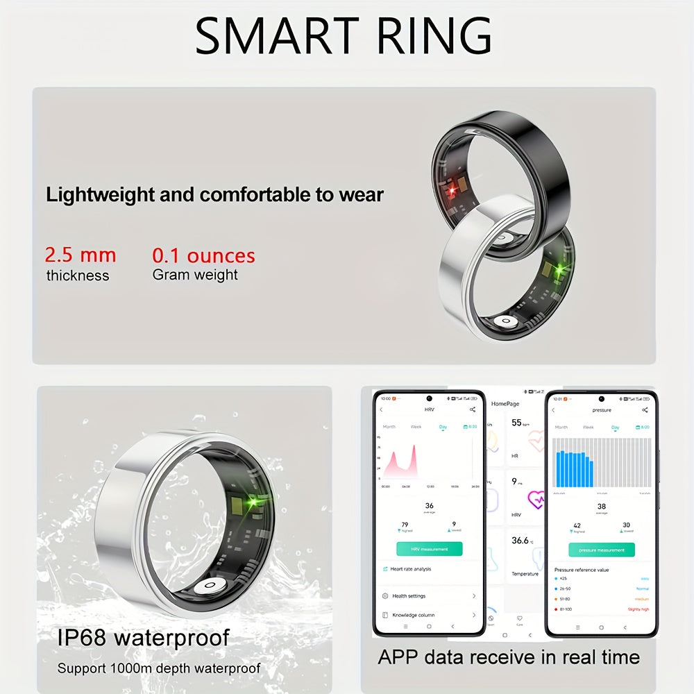 FERTO Smart Ring Fitness Tracker For iPhone Android IP68