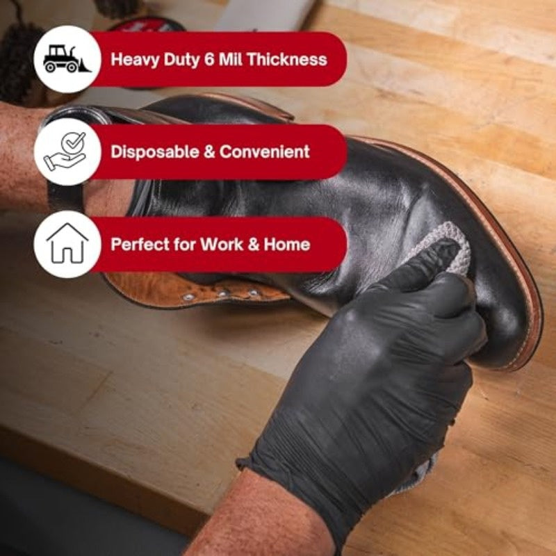 200 Count Bulk Pack Heavy-Duty Nitrile Gloves - 6 Mil Thickness, Latex-Free &, Chemical Resistant, Flexible Form-Fitting Gloves Suitable for Industrial,, Automotive,, Use (200pcs Box)