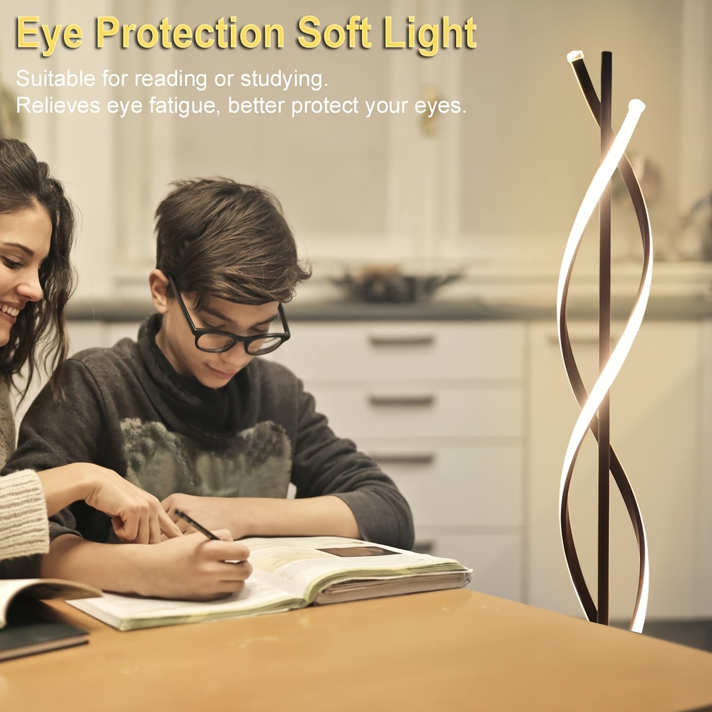 Spiral LED Floor Lamp Dimmable With Remote And Foot Switch