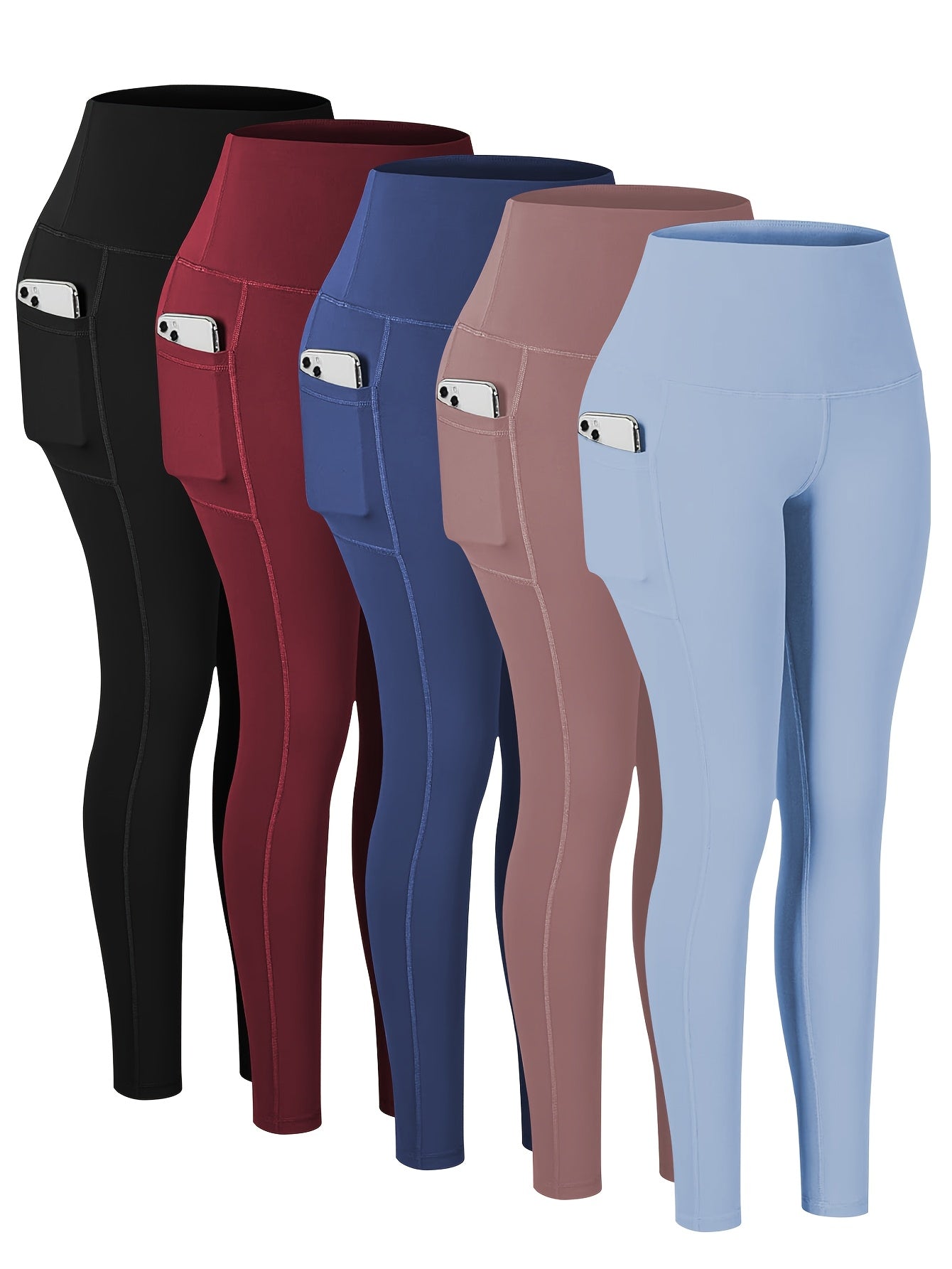 Women's Plus-Size High-Waisted Yoga Pants With Pockets