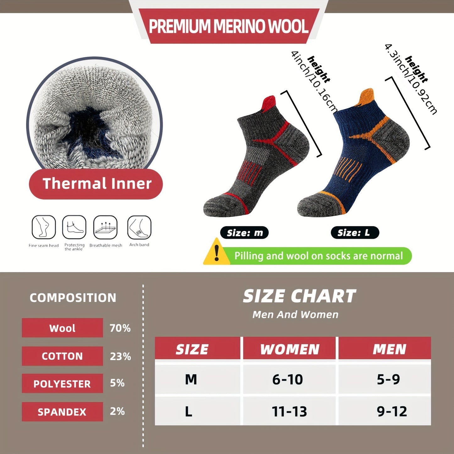 18 Pairs Of Hiking Running Ankle Wool Socks For Men And Women