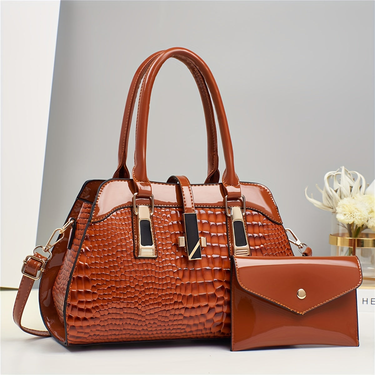 New Fashion Handbag 2024 Large Capacity Crocodile Handbag