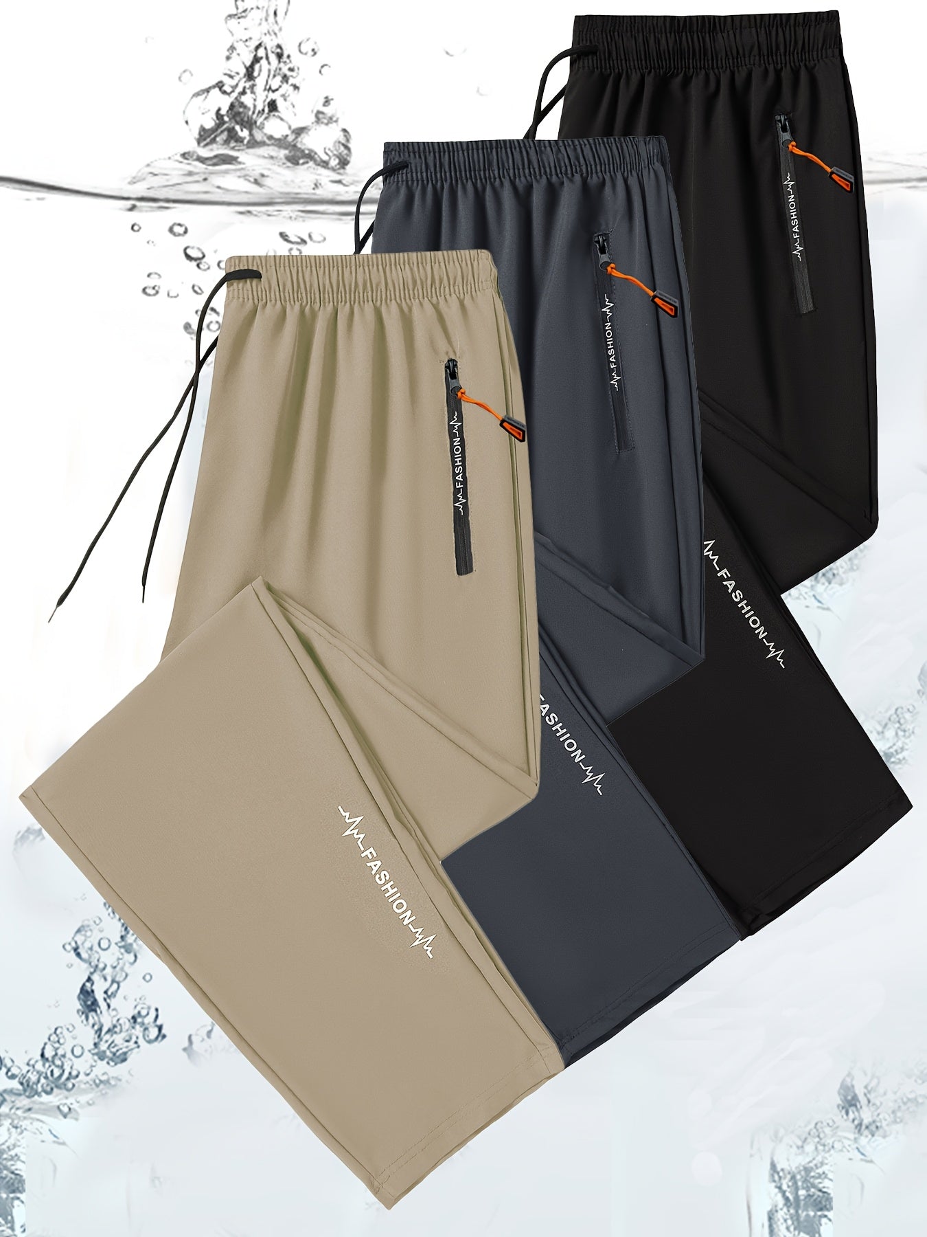 3 Pack Mens All Season Workout Pants With Zipper Pocket