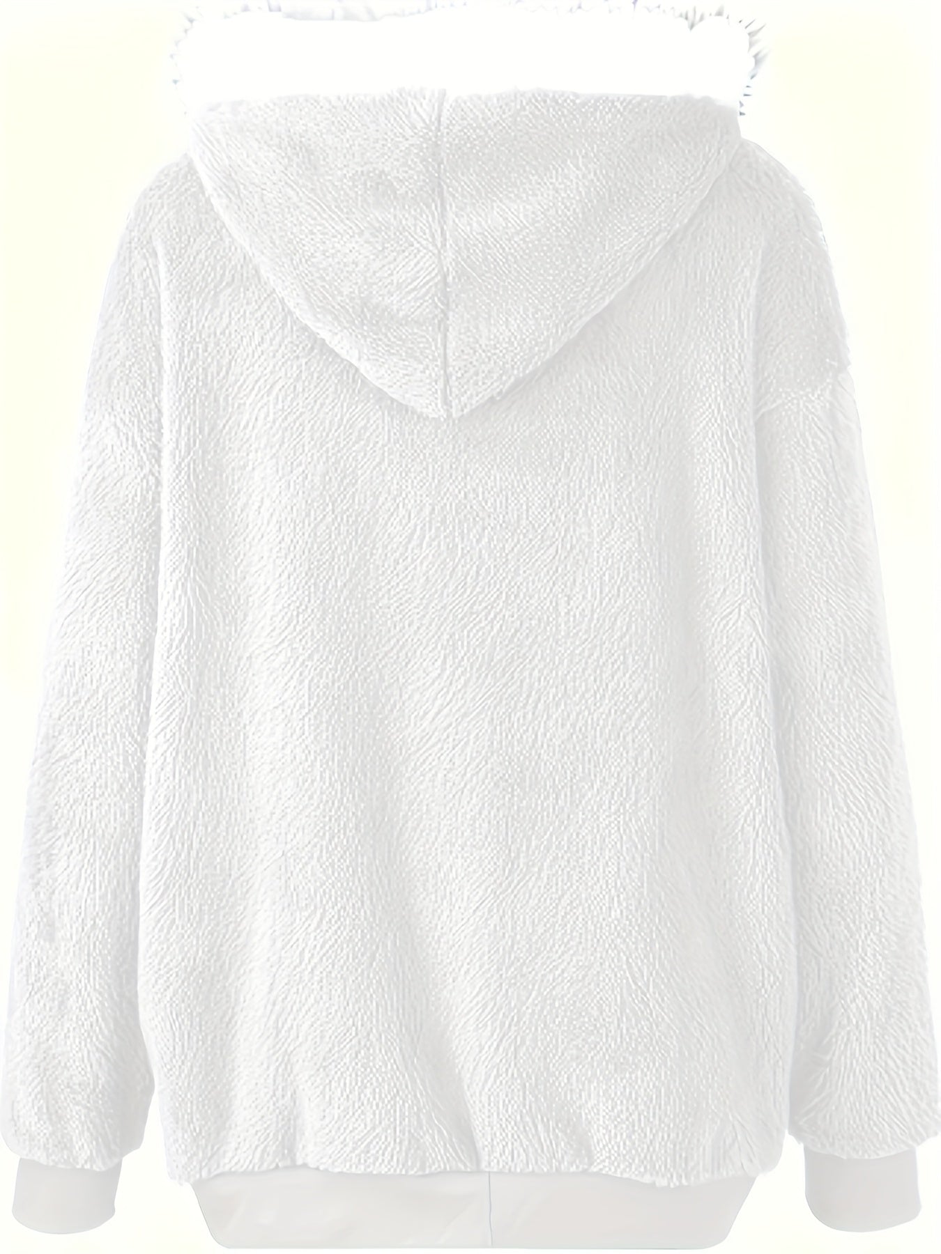 Women's Plush Hooded Jacket Zip-Up Coat for Commuting Autumn Winter