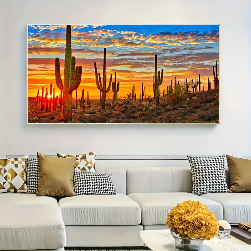 Sunset Cactus 5D Diamond Painting Kit Full Drill Art Decor