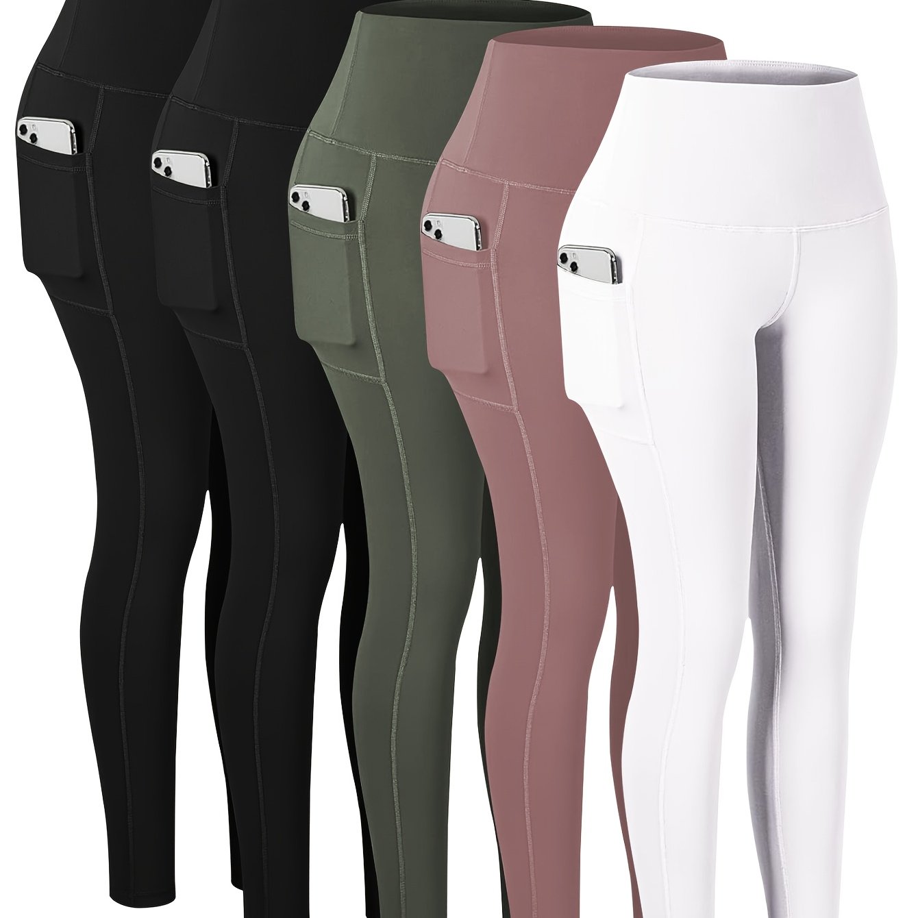 Women's Plus-Size High-Waisted Yoga Pants With Pockets