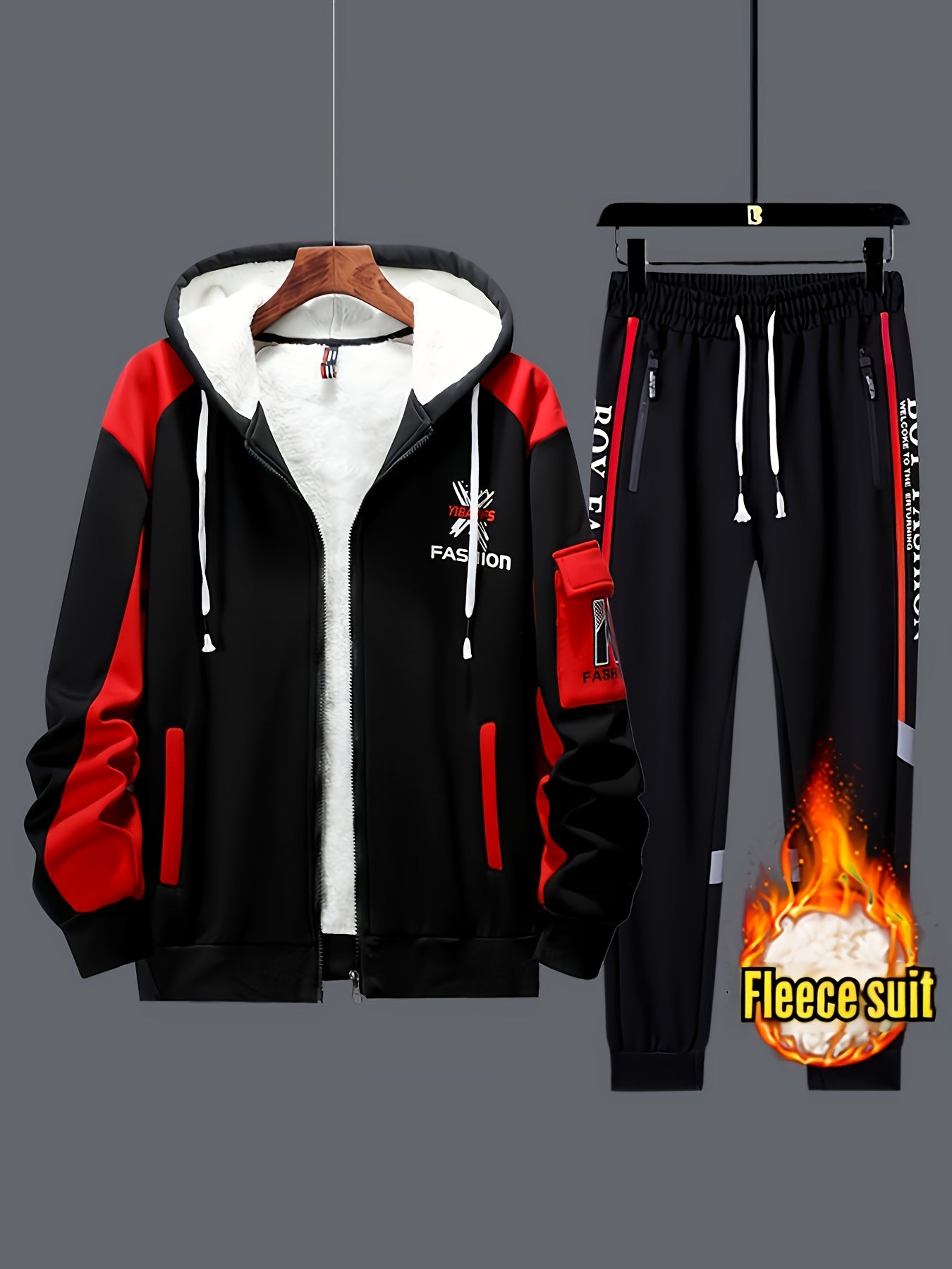 Men's Winter Jacket And Pants Set With Hooded Coat