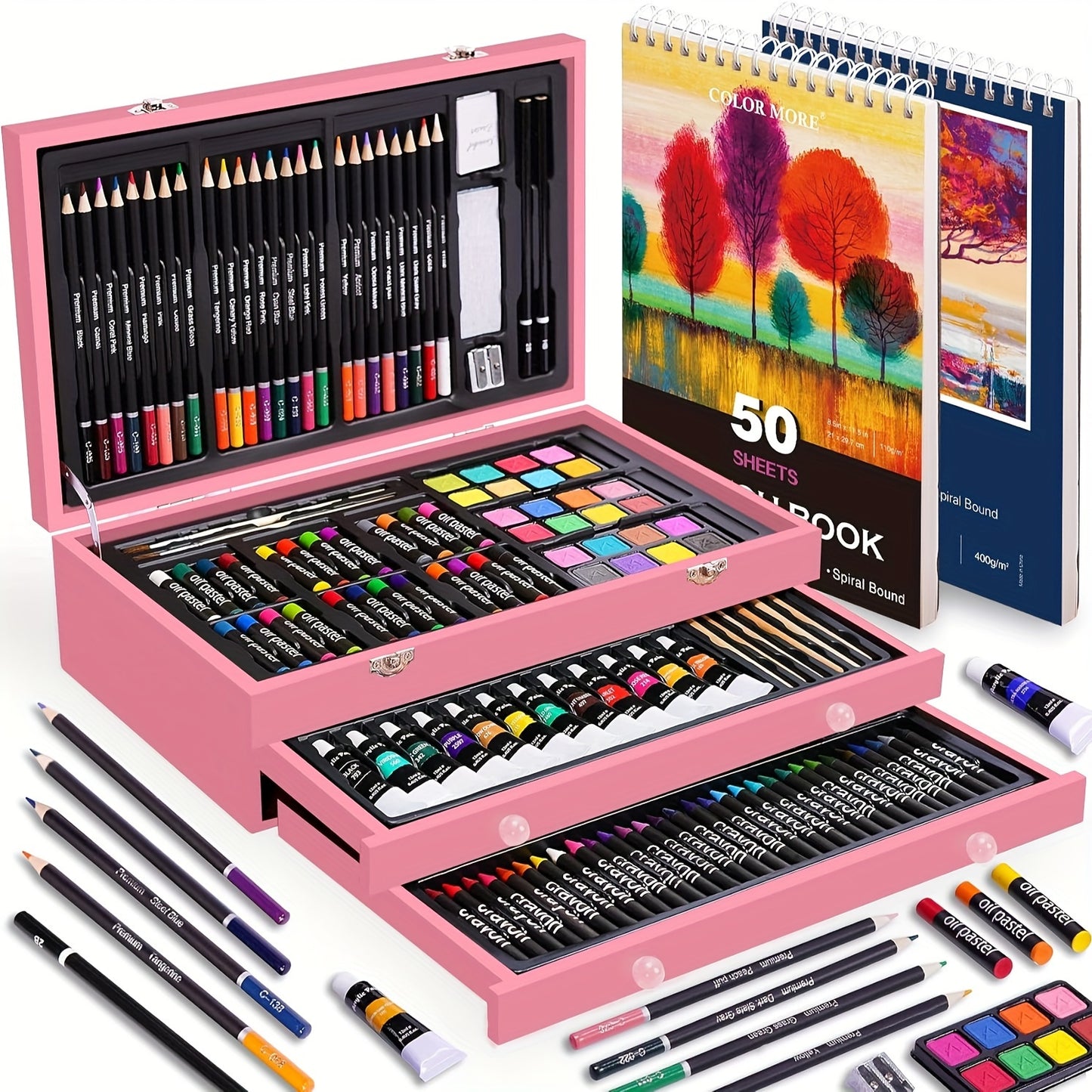 PASAMIC Deluxe Art Set in Wooden Case with 175 Pieces