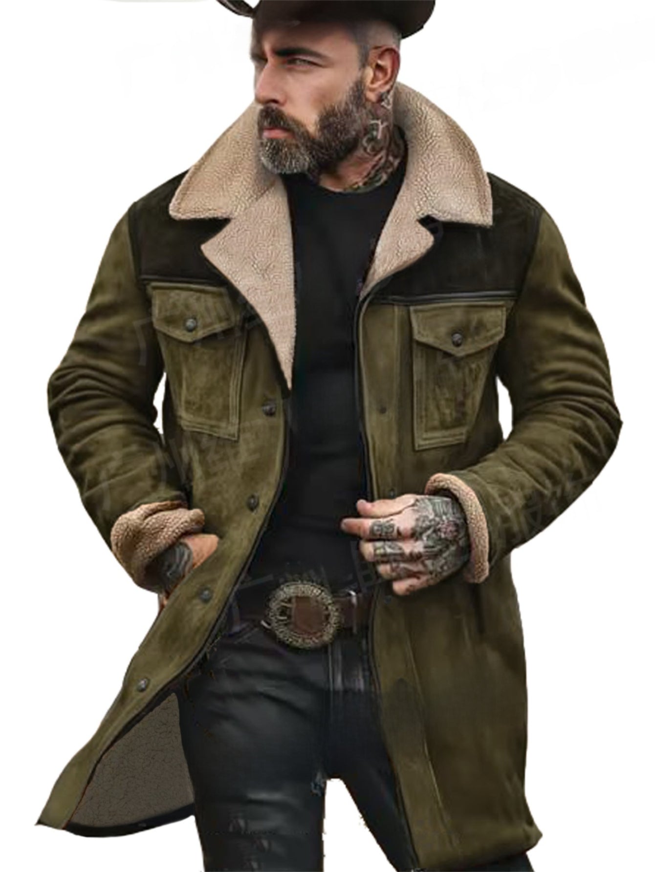 Men's Winter Single-Breasted Jacket With Multi-Pocket Design