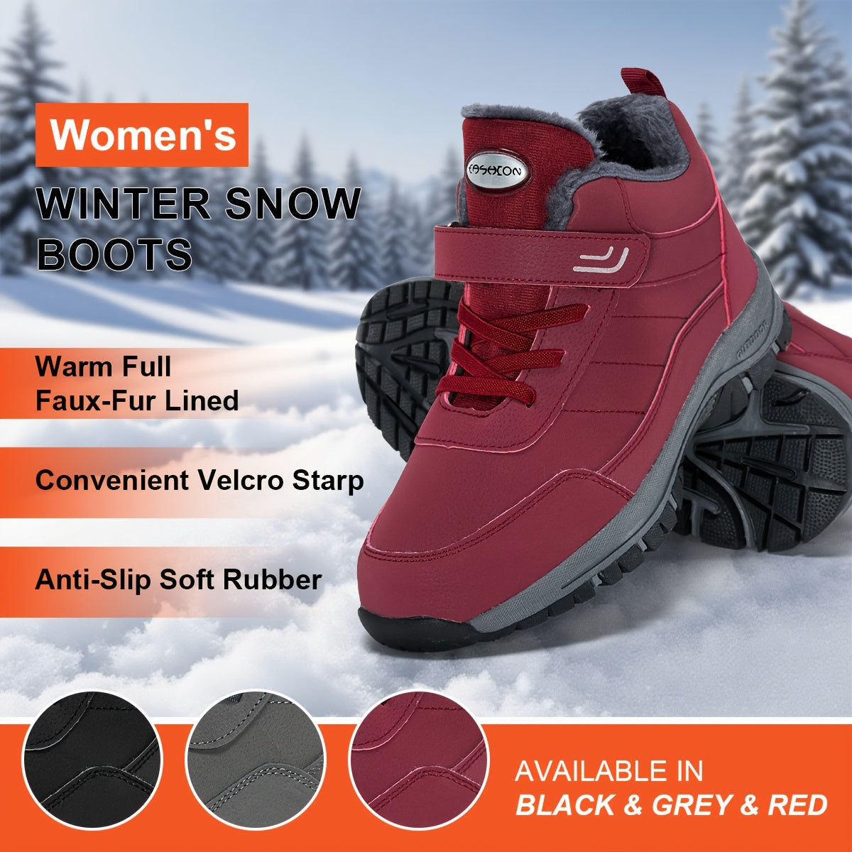 ZUTY Womens Snow Boots Fleece Lined Winter Waterproof Ankle Boot