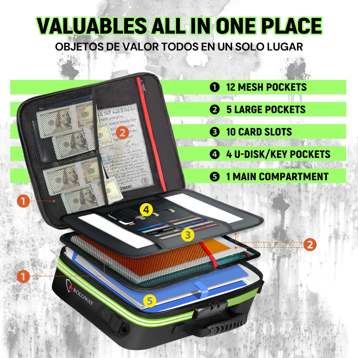 1pc Fireproof Document Bag With Lock & Reflective Strip (17 X 11.8 X 5 Inch), Important Document Storage Bag With Multi-Layer File Organizers Valentine'S Day