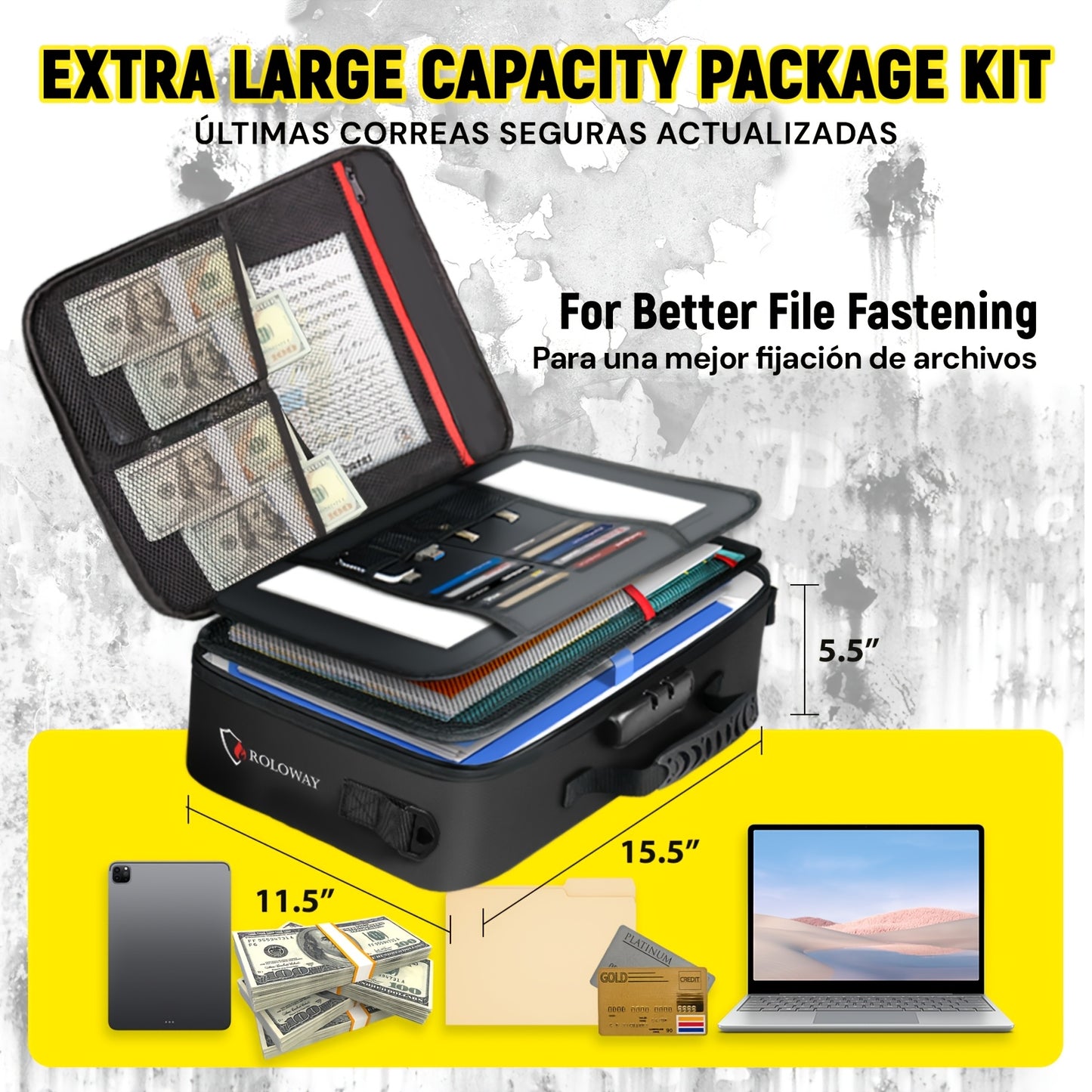 1pc Fireproof Document Bag With Lock & Reflective Strip (17 X 11.8 X 5 Inch), Important Document Storage Bag With Multi-Layer File Organizers Valentine'S Day