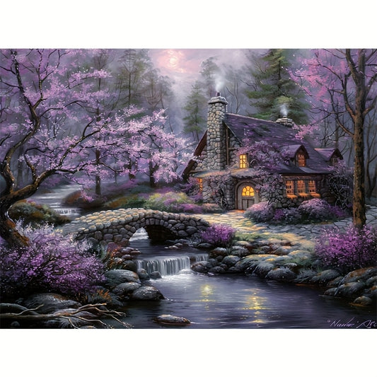 Round Diamond Painting Kit Landscape Wall Art For Beginners
