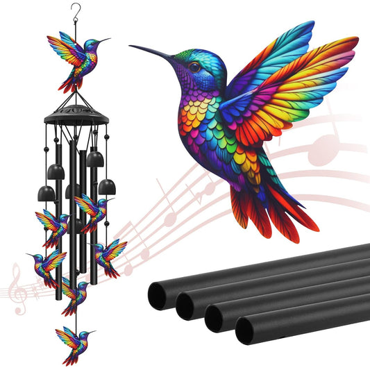 Hummingbird Wind Chimes Outdoor Metal Garden Decor