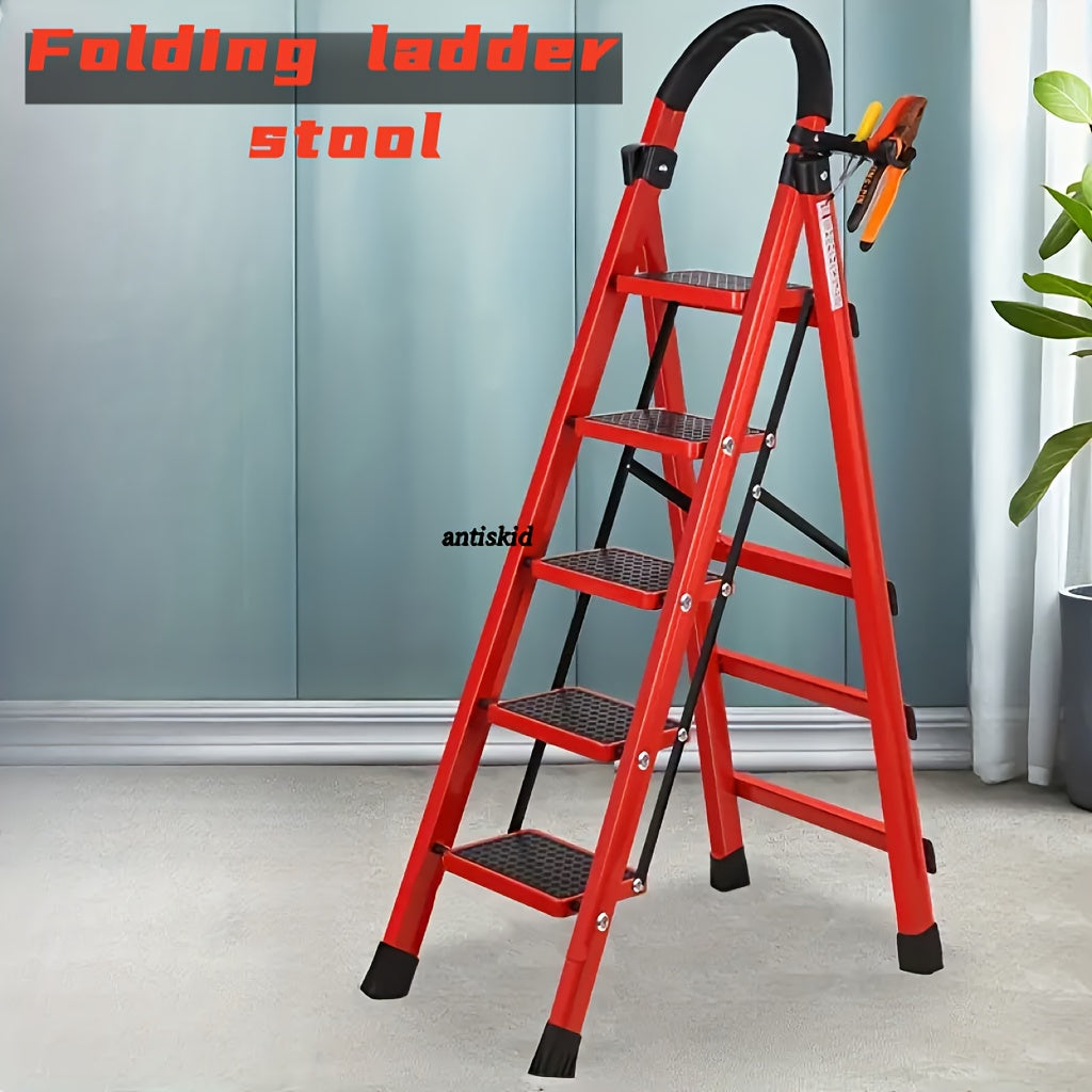 WOWDVOV Five Step Heavy Duty Portable Folding Ladder 500 Lbs