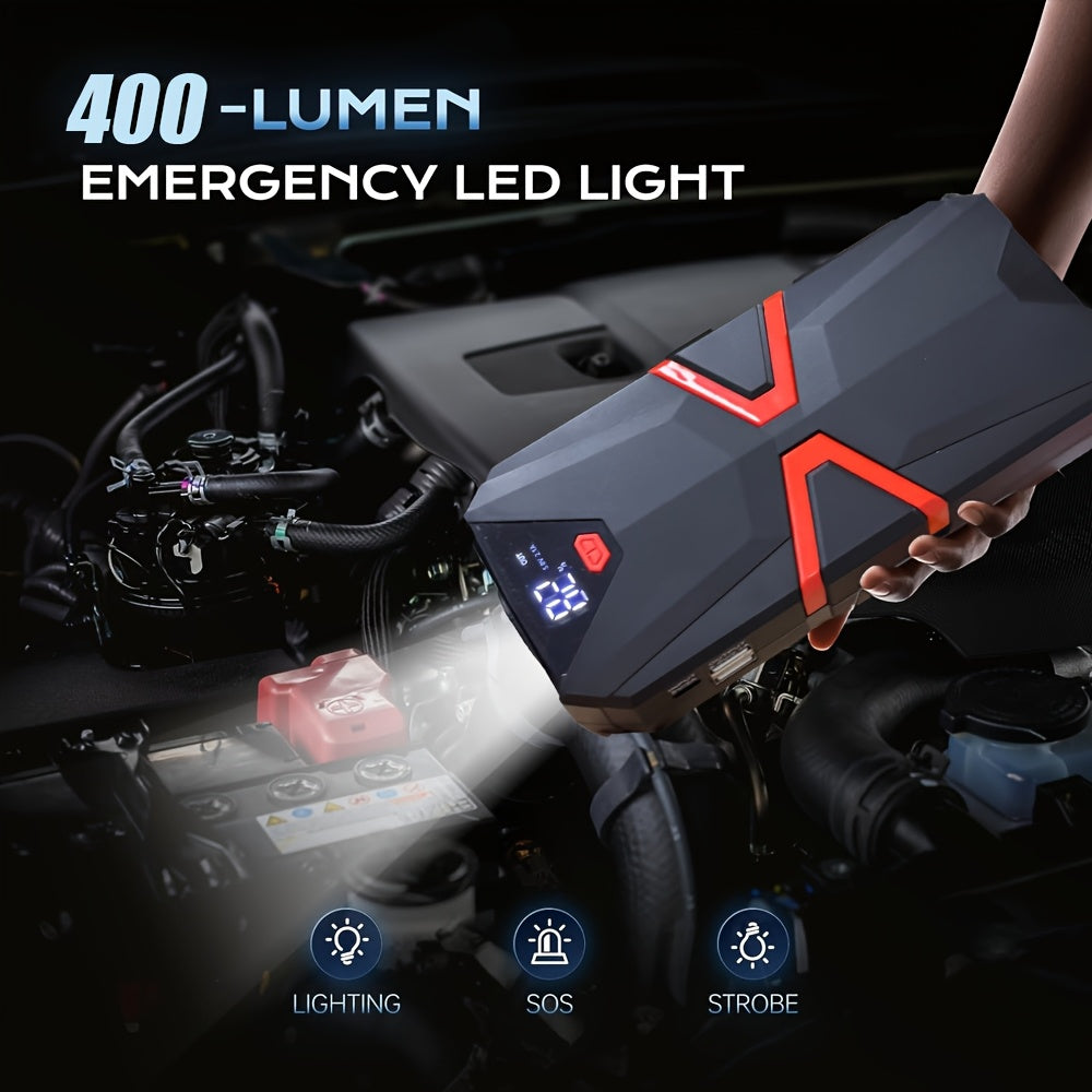 5-in-1/9IN1 Portable Car Battery Jump Starter With Tire Inflator 12V Fast Start, Battery Boost, USB I/O, LED Emergency Light, Reliable Power, Roadside/Vehicle Emergency Tools 3000A Portable Wireless Car Jump Starter Battery J