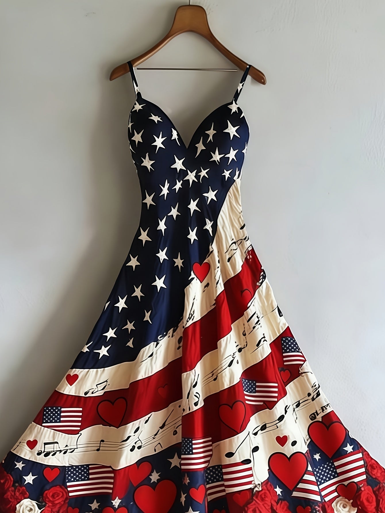 National Flag Maxi Dress A Line Sleeveless V Neck