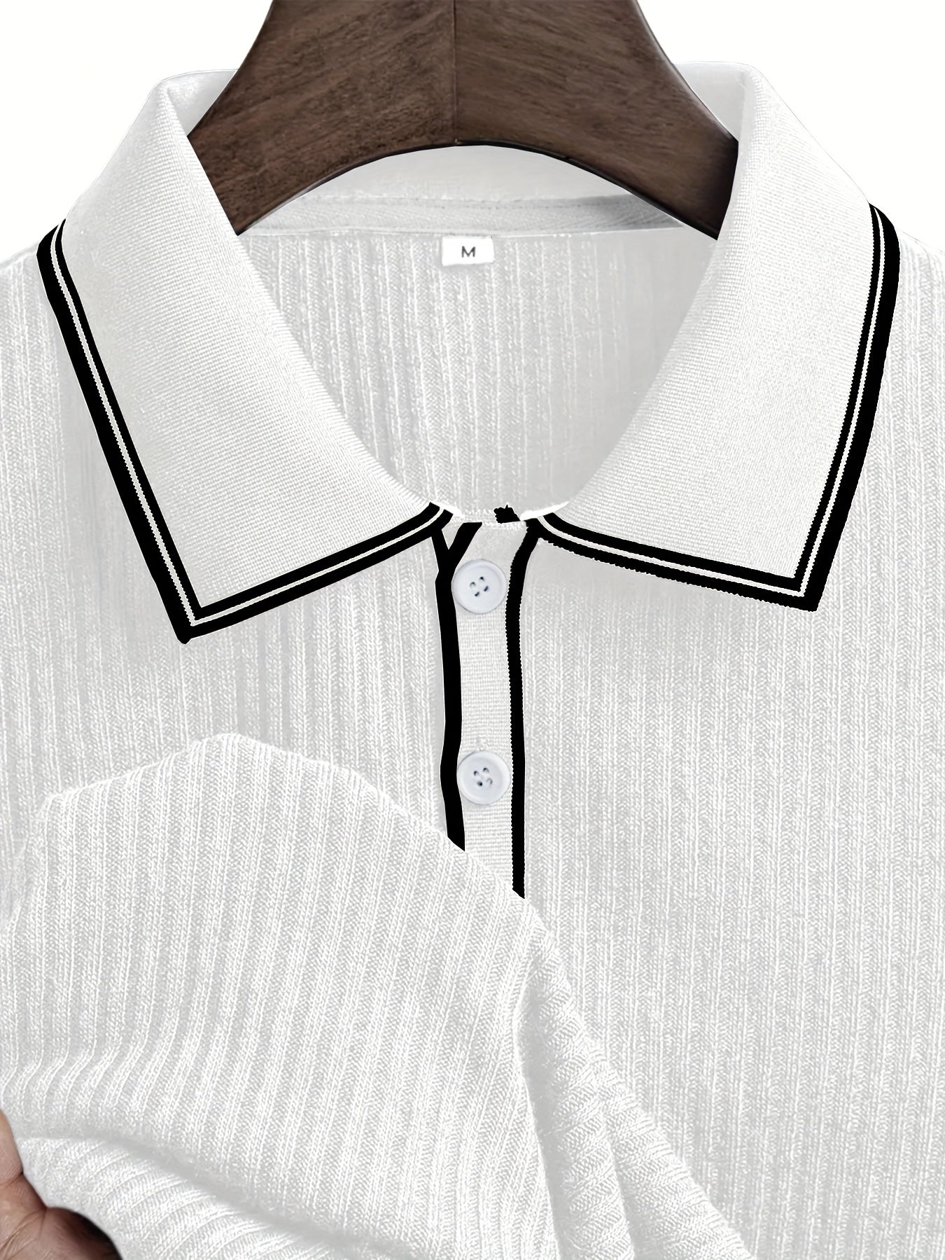 CLQWECollar Men's Polo Shirt Block Pattern Short Sleeve Collar