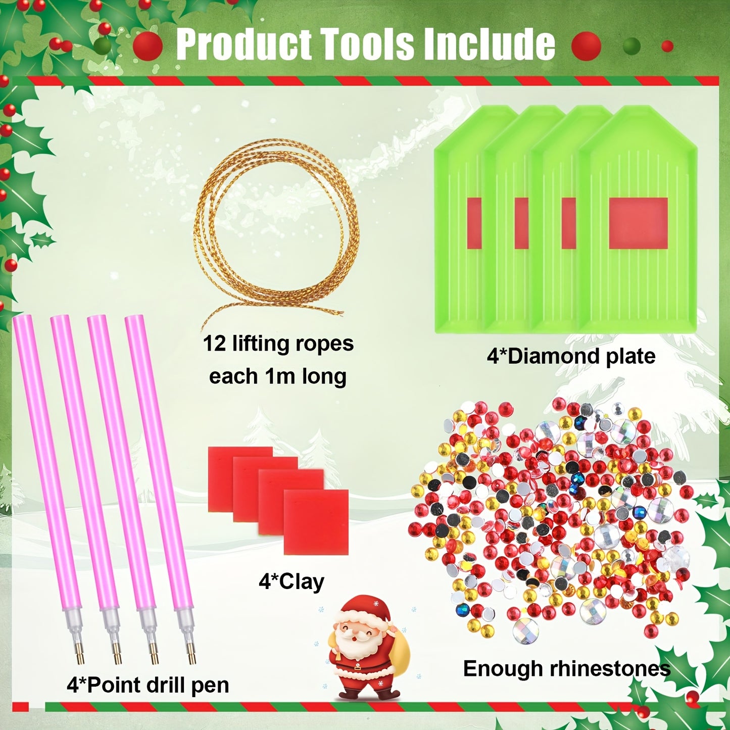 Chuangdi 64pc Diamond Art Ornament Kit For Christmas Craft