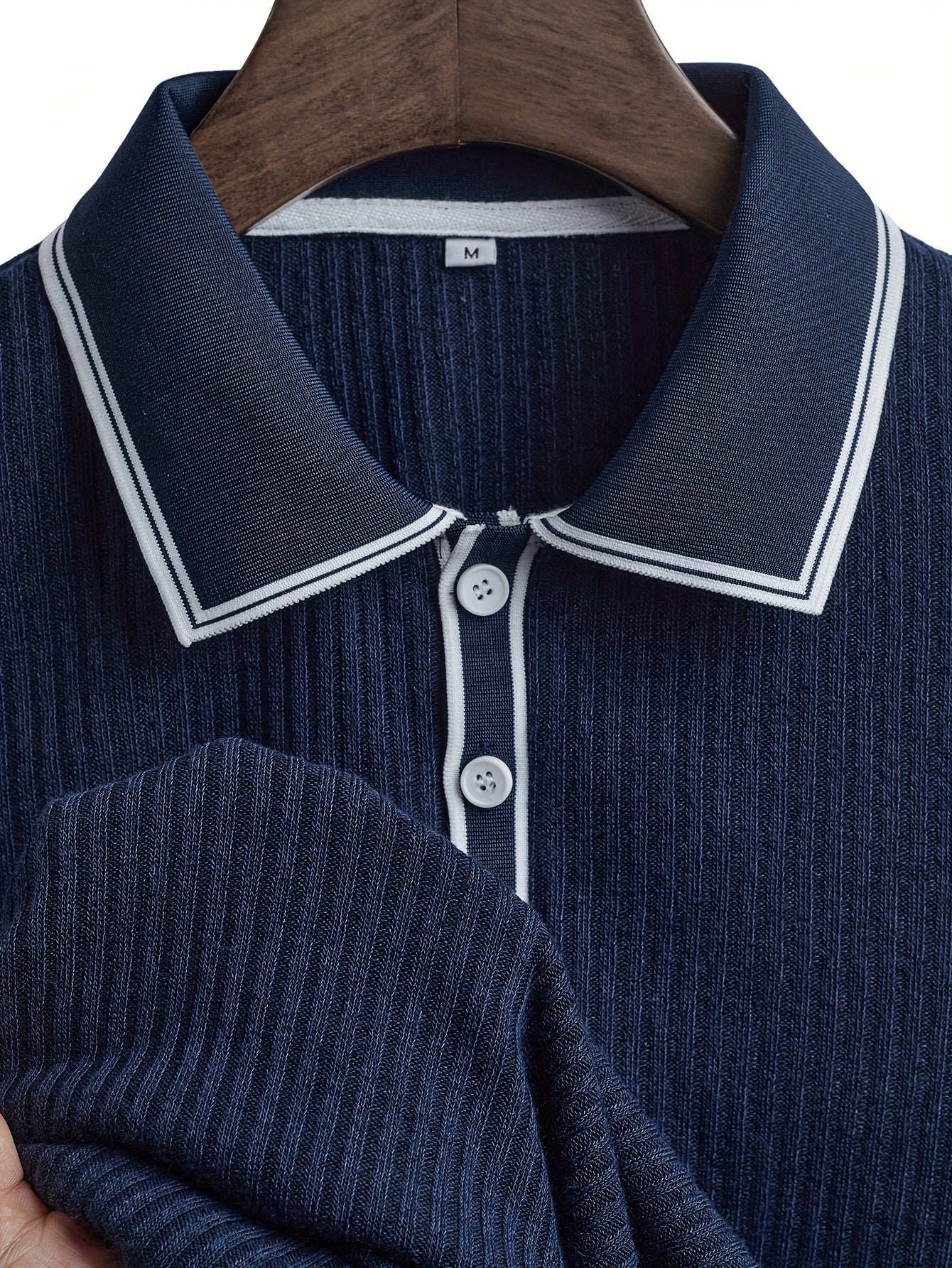 CLQWECollar Men's Polo Shirt Block Pattern Short Sleeve Collar