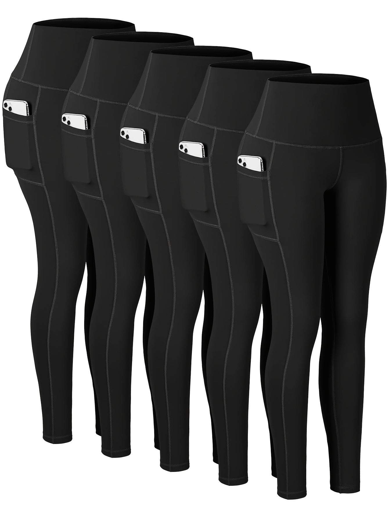 Women's Plus-Size High-Waisted Yoga Pants With Pockets