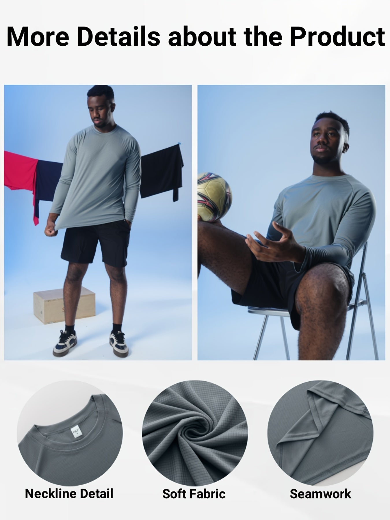 Mens Quick Dry Breathable Long Sleeve Tee Moisture Wicking Top