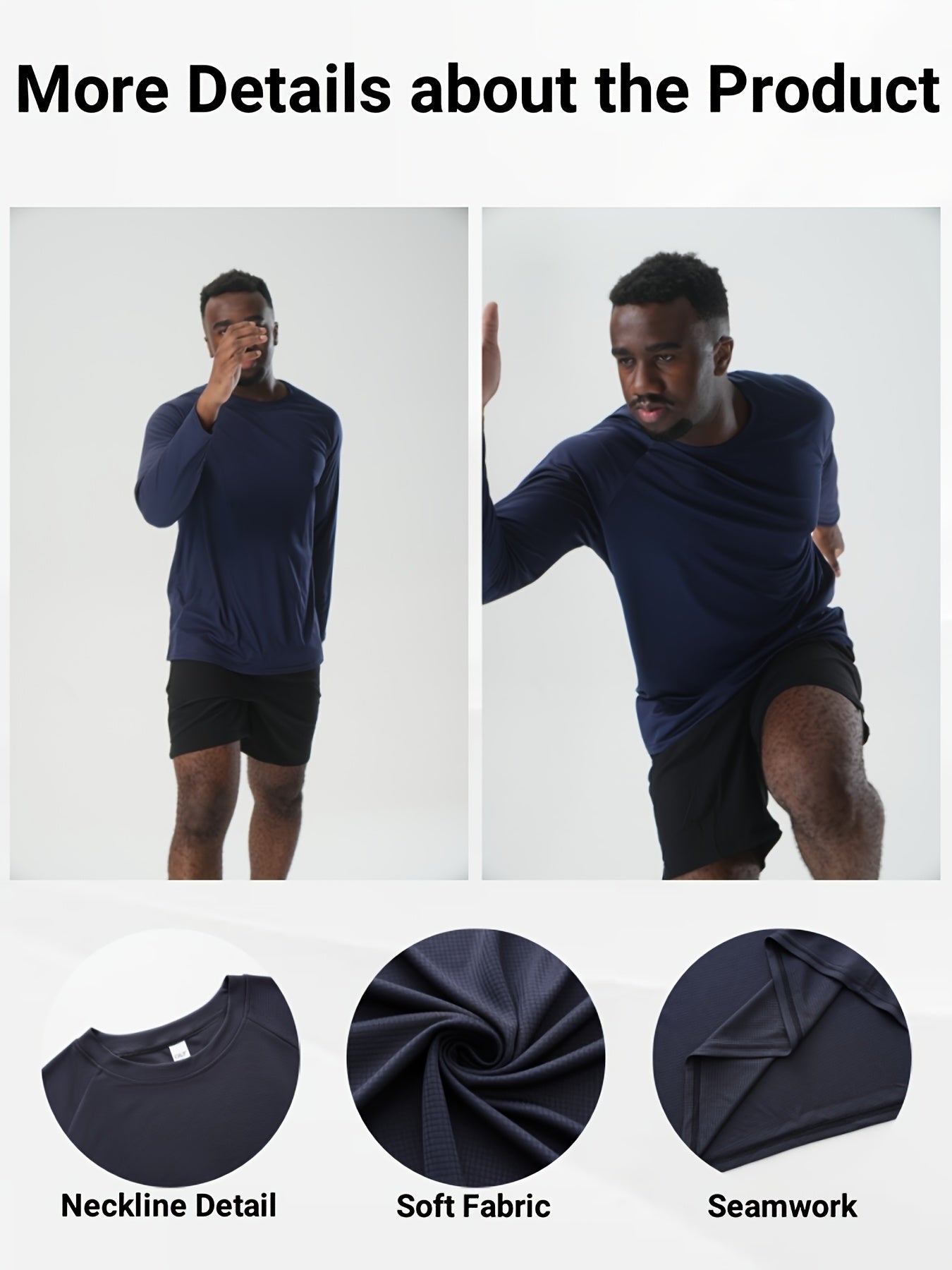 Mens Quick Dry Breathable Long Sleeve Tee Moisture Wicking Top