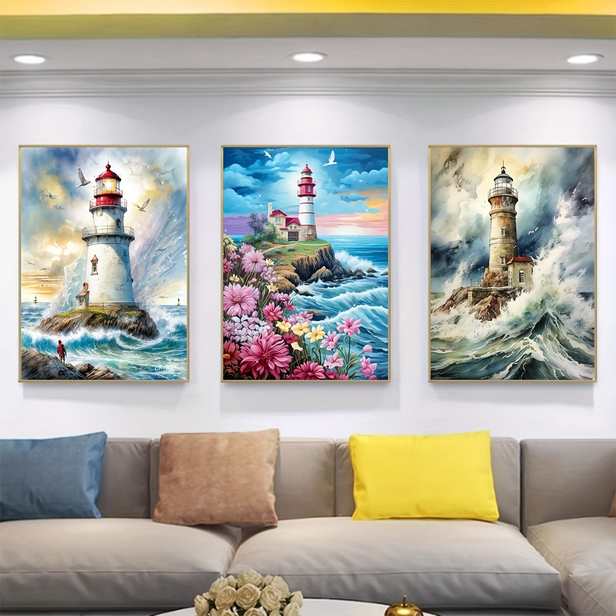 Lighthouse Coastal Diamond Painting Kit With Round Diamonds Full Drill