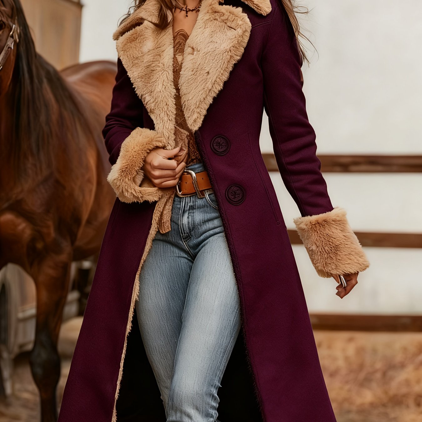 SCACTO Western Retro Style Womens Printed Coat For Fall Winter