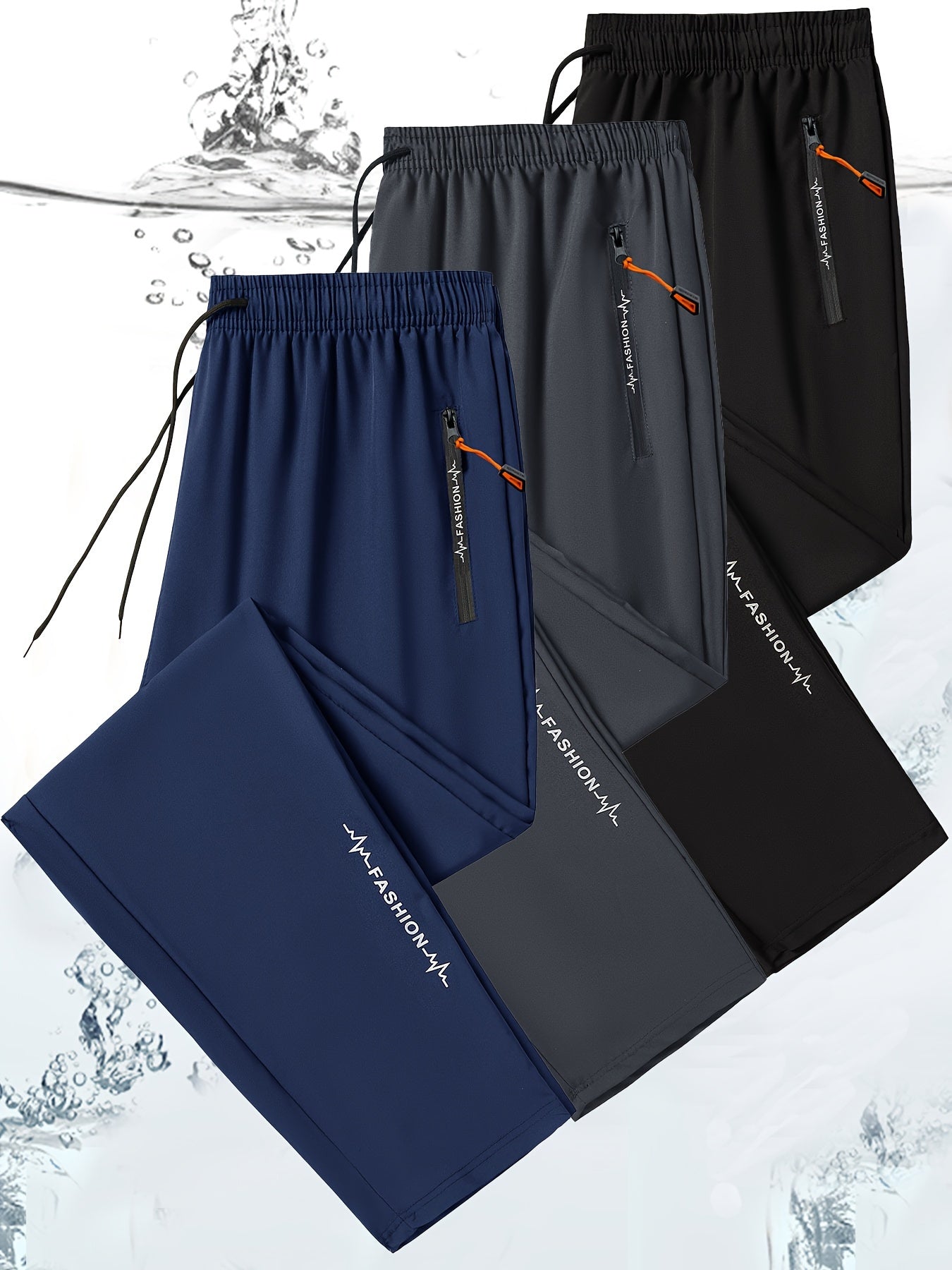 3 Pack Mens All Season Workout Pants With Zipper Pocket