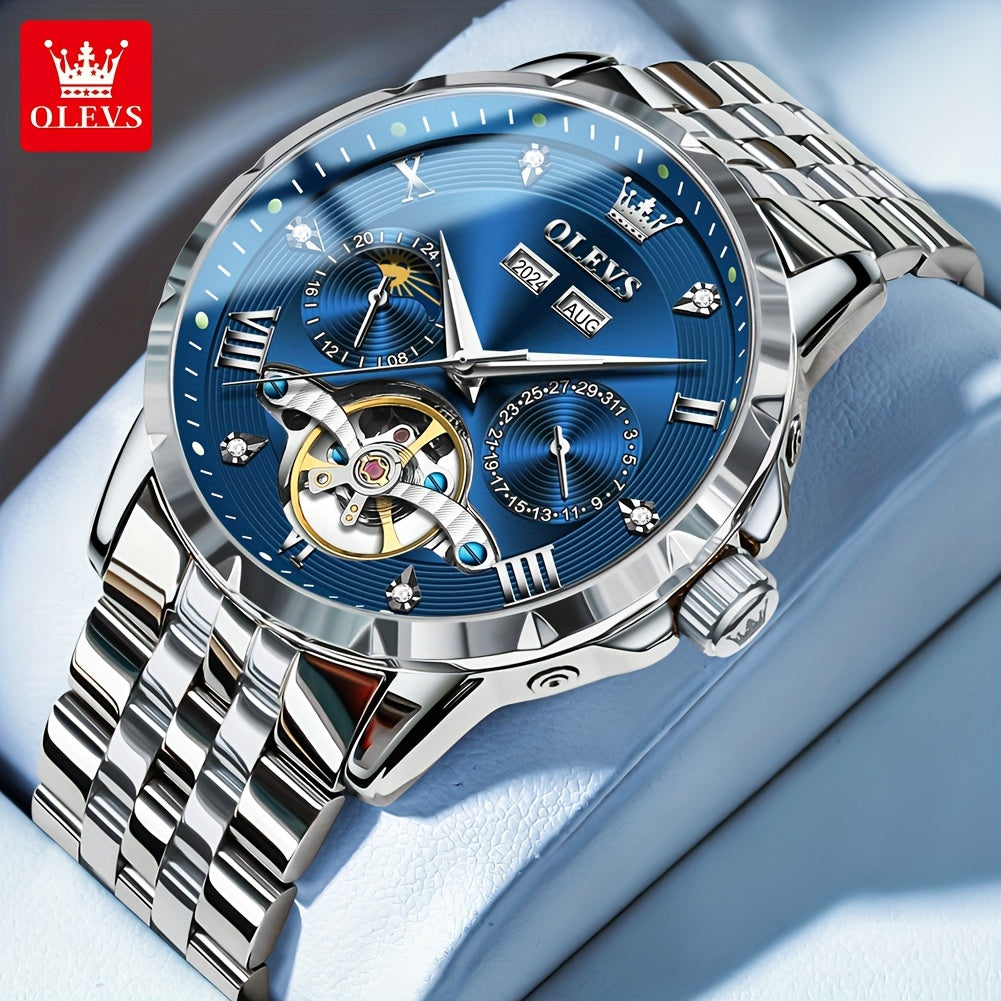 OLEVS Self Winding Stainless Steel Chronograph Watch Date Luminous Hands