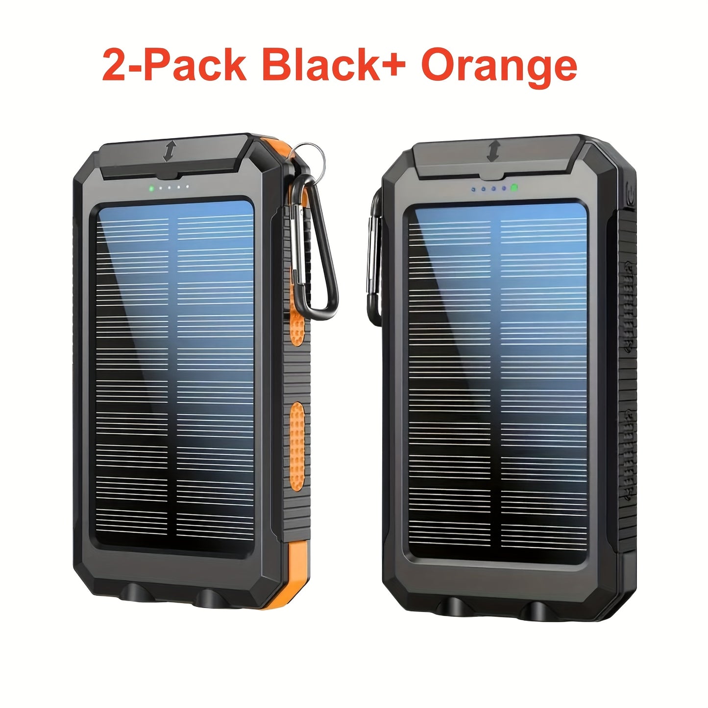 2pcs Solar Charger 20000mAh, Portable Dual USB Output Solar Charging Panel, Fast Charging External Battery Pack, Built-in LED Flashlight Emergency Model for Hiking. (Pack of 2), Solar Battery, Portable Power Station with Sola