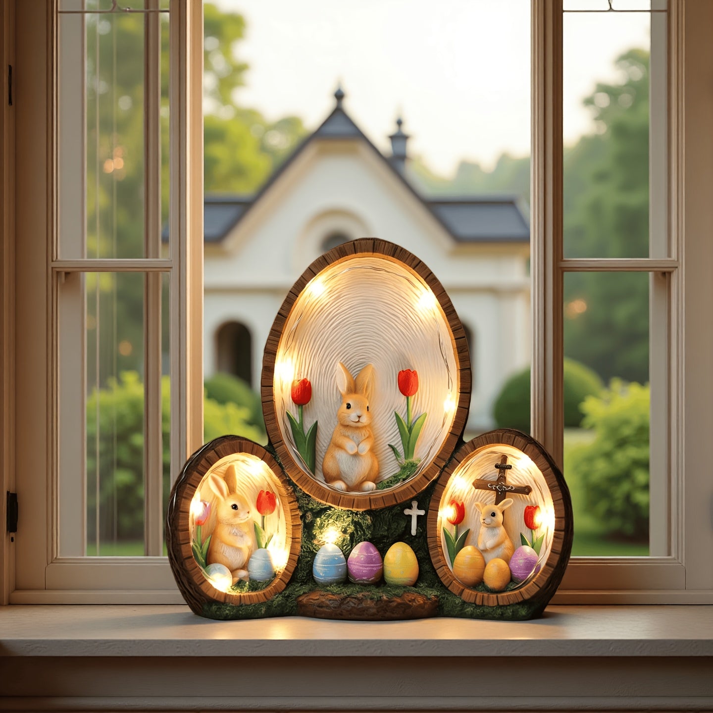 Essential for Easter: Luxurious Handcrafted Resin Tulip Rabbit Egg Ornaments, Decorations Featuring The Cross of, Gifts for Valentine'S Day, And Glowing Home Decor