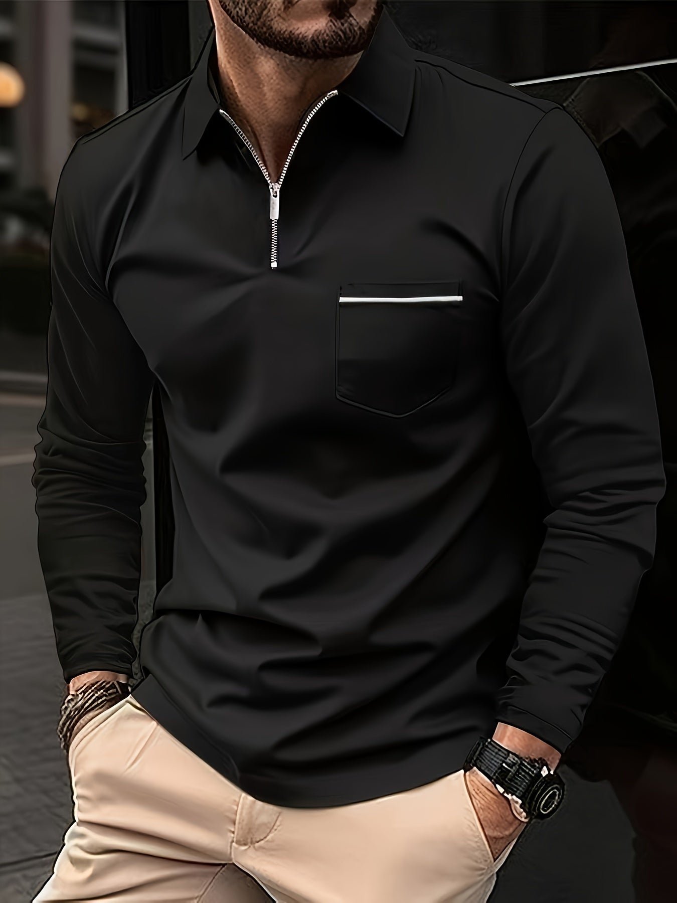 Winthunder Men Long Sleeve Polo Shirt 4 Pack Set Bundle