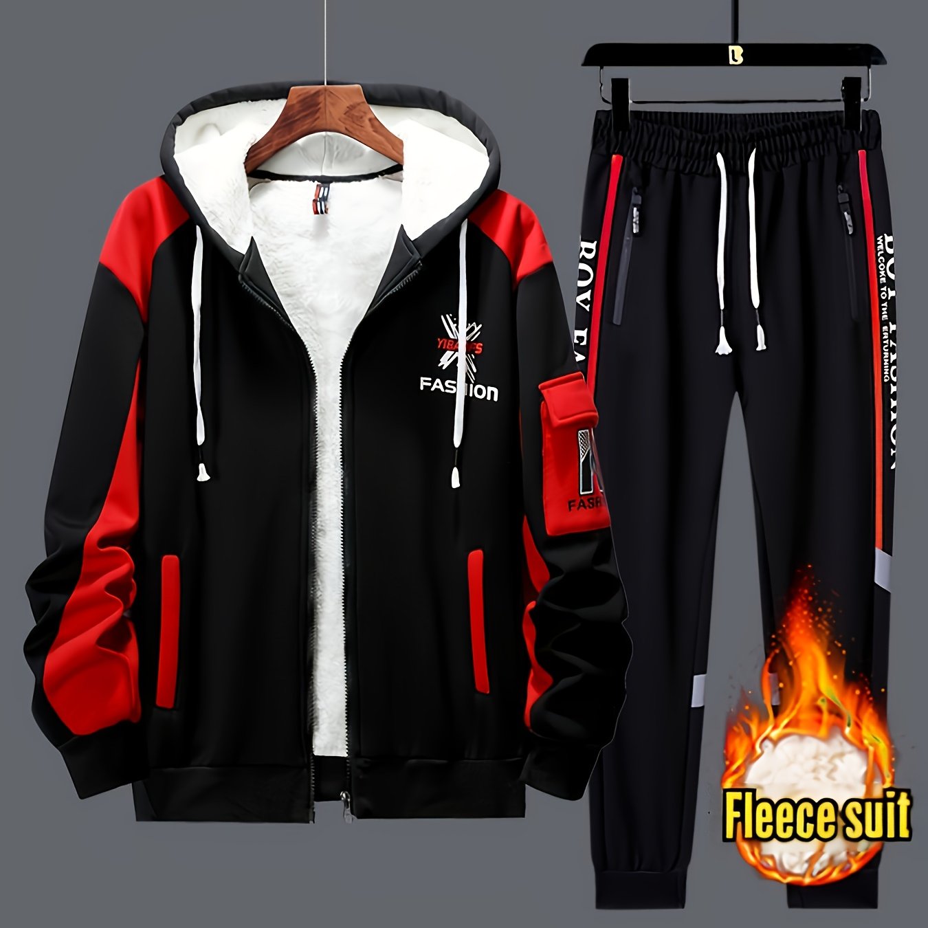 Men's Winter Jacket And Pants Set With Hooded Coat