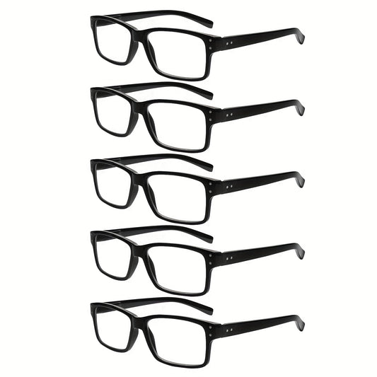 5-Pack Stylish Reading Glasses for Men and Women Lightweight Blue-Light Blocking Rectangle Frame Eyeglasses